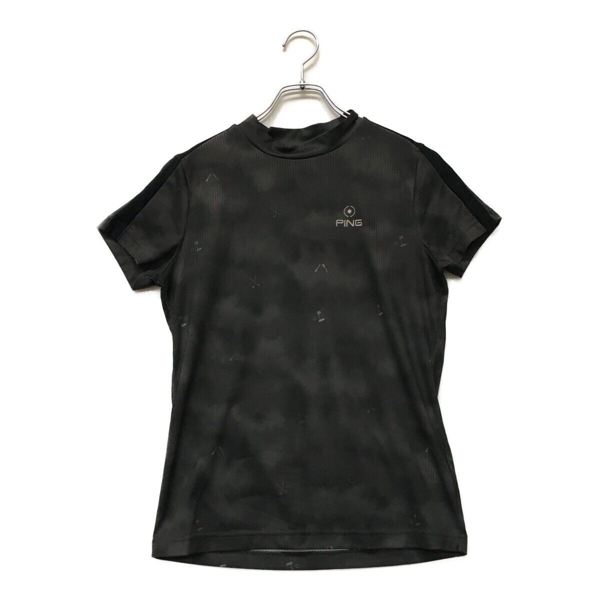 coco 中古【値下げ】 ピン PING レディース 半袖ポロシャツ M グレー系 モックネック タイダイ柄 ネコパケ発送可 94893拍卖