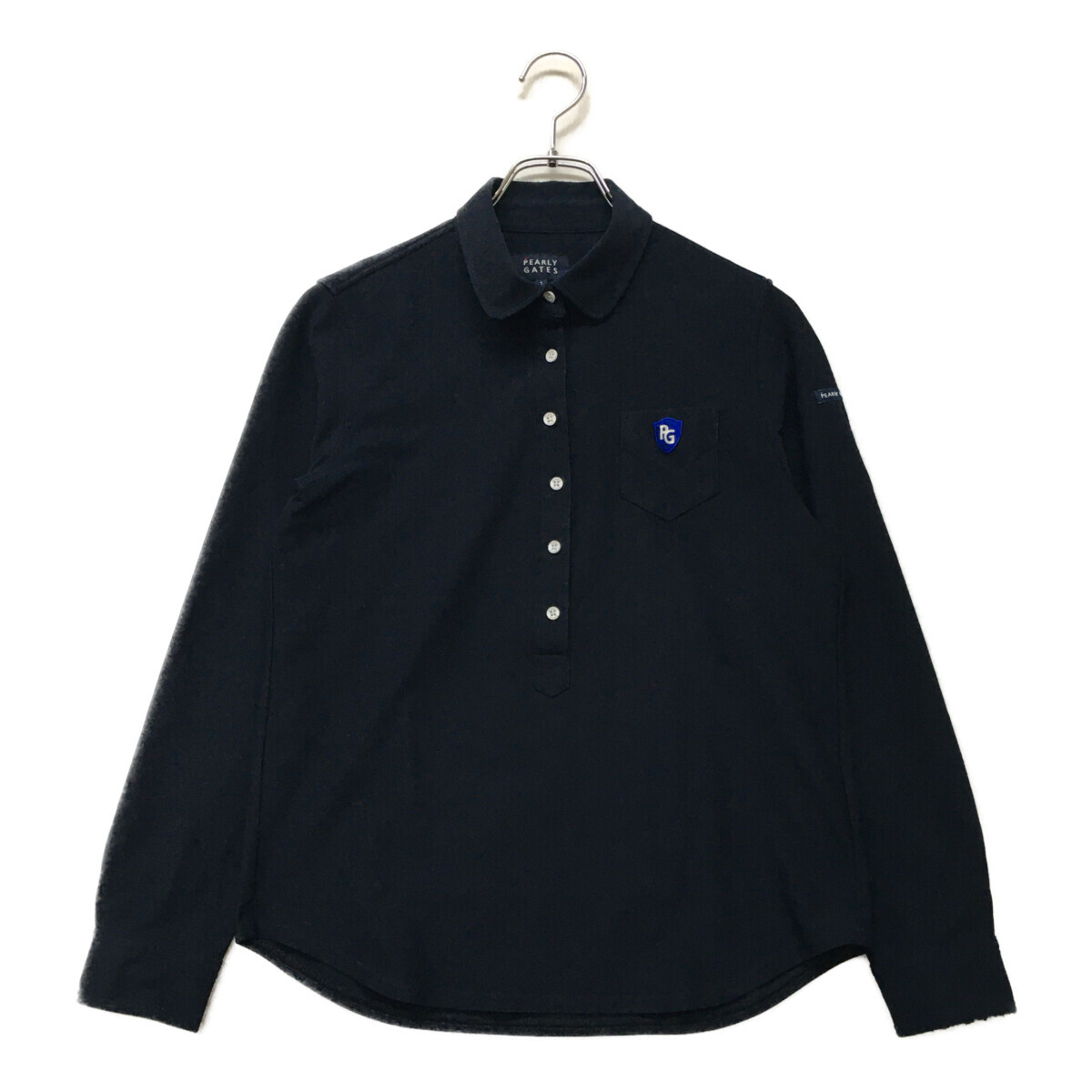 coco 中古【値下げ】 パーリーゲイツPEARLY GATES 長袖ポロシャツ 1(M) 紺 シンプル 春秋 レディース レターパックプラス発送可 96550拍卖