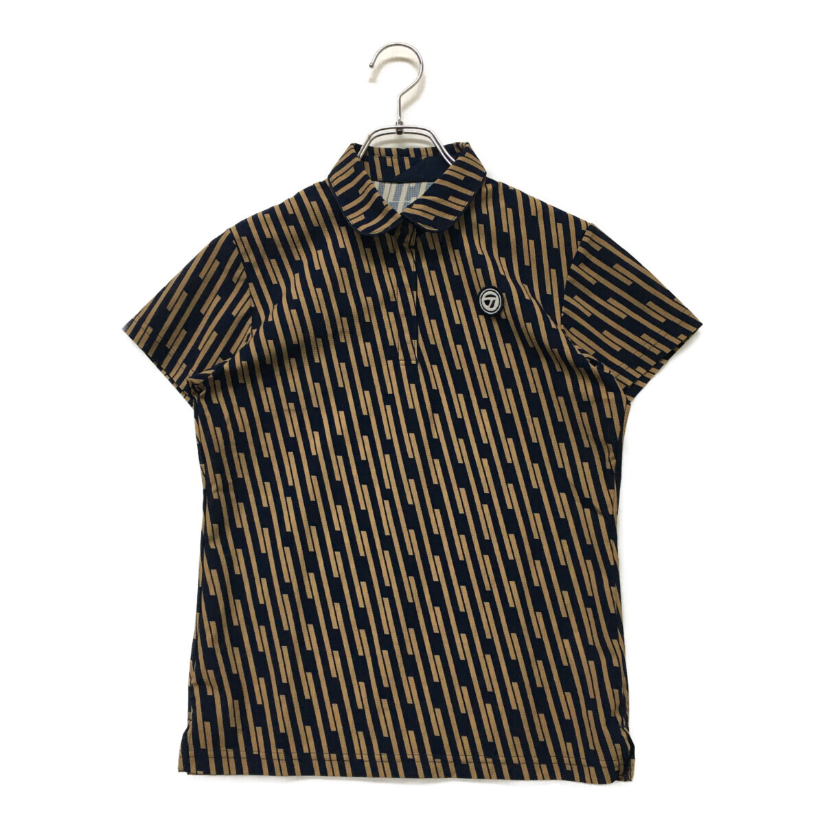 coco 中古【SALE】 テーラーメイド Taylor Made 半袖ポロシャツ M 紺×ベージュ 総柄 レディース ネコパケ発送可 96549拍卖