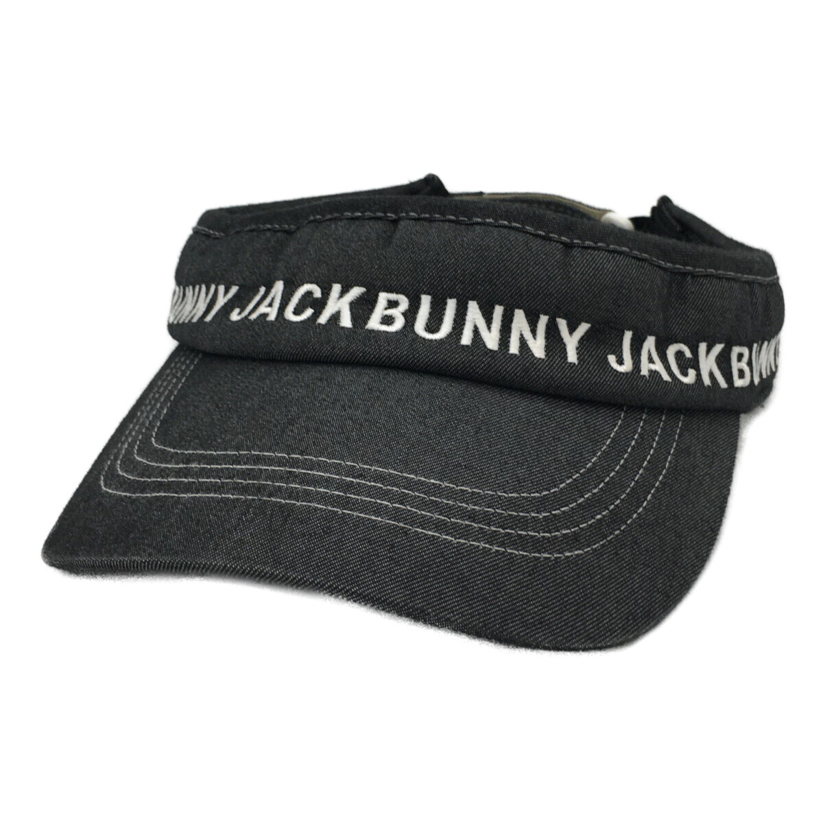coco 中古【値下げ】 ジャックバニー パーリーゲイツ サンバイザー フリー ブラック/デニム調 黒 美品 レターパックプラス発送可 94664拍卖