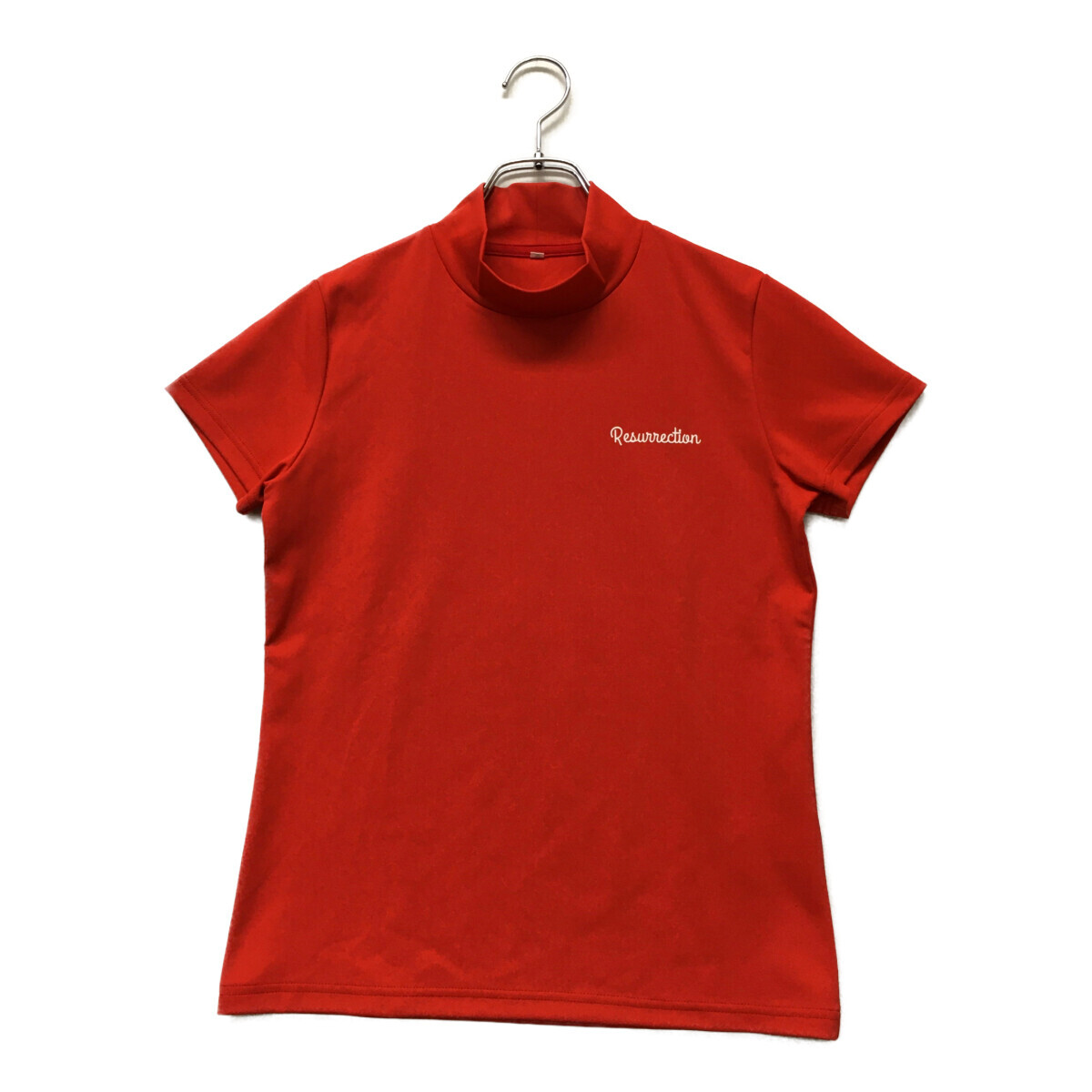 coco 中古【値下げ】 レザレクション Resurrection 半袖シャツ S 赤レッド モックネック ハイネック レディース ネコパケ発送可 96472拍卖