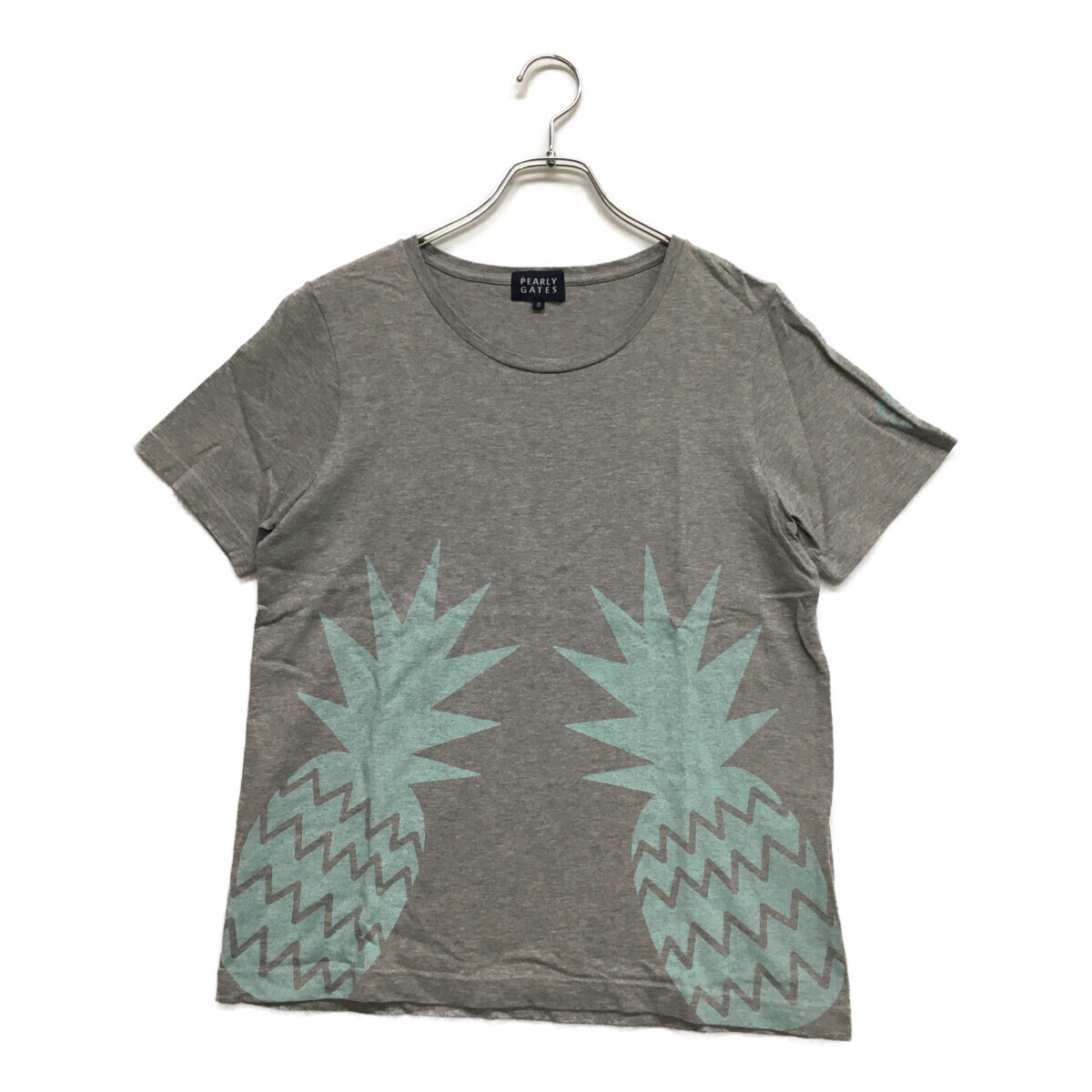 coco 中古【値下げ】 パーリーゲイツ PEARLY GATES 半袖Tシャツ 0(S) クルーネック パイナップル柄 レディース ネコパケ発送可 95869拍卖
