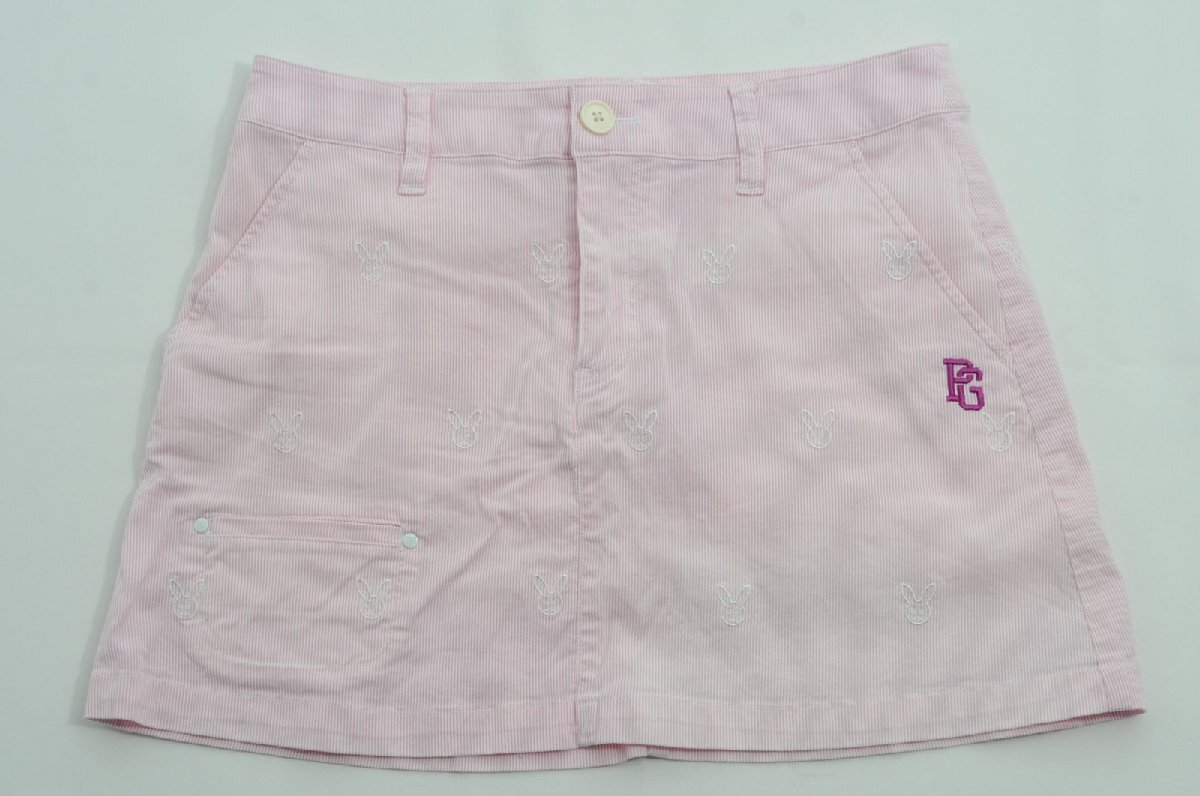 coco 中古【値下げ】 パーリーゲイツ レディース スカート 1(M) ピンク×白 ストライプ ウサギ柄 春夏 レターパックプラス発送可 61915拍卖