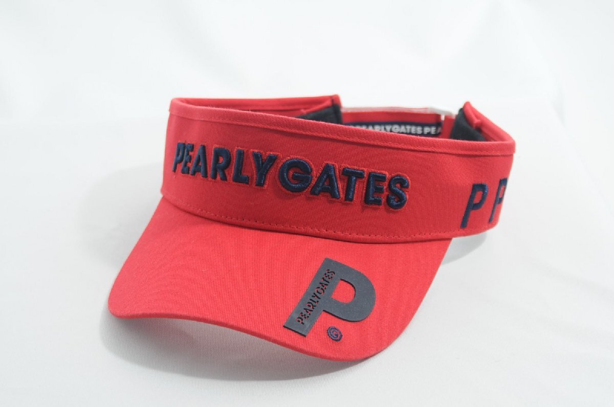 coco 中古【値下げ】 パーリーゲイツ PEARLY GATES サンバイザー フリー レッド 赤 053-0287023 レターパックプラス発送可 70370拍卖