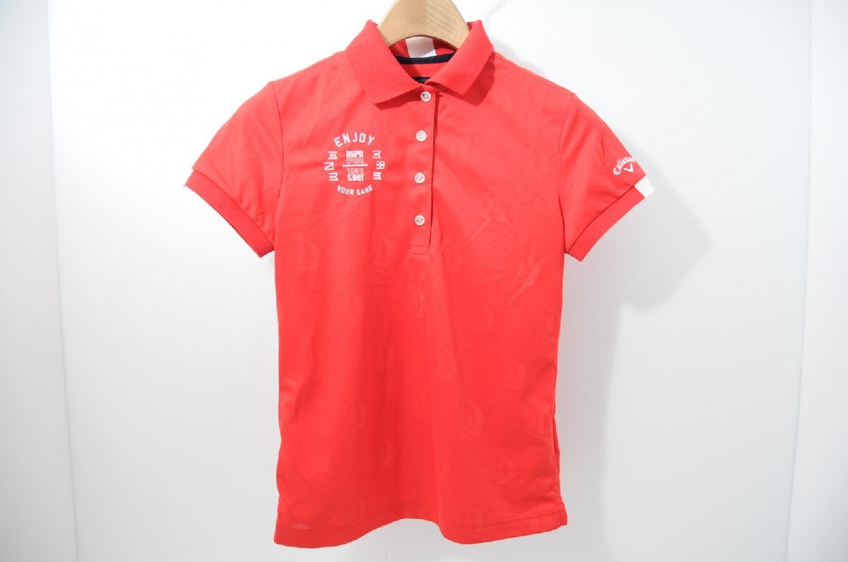 coco 中古【値下げ】 キャロウェイ Callaway レディース 半袖ポロシャツ M レッド/ヨット柄 赤 シンプル ネコパケ発送可 61749拍卖