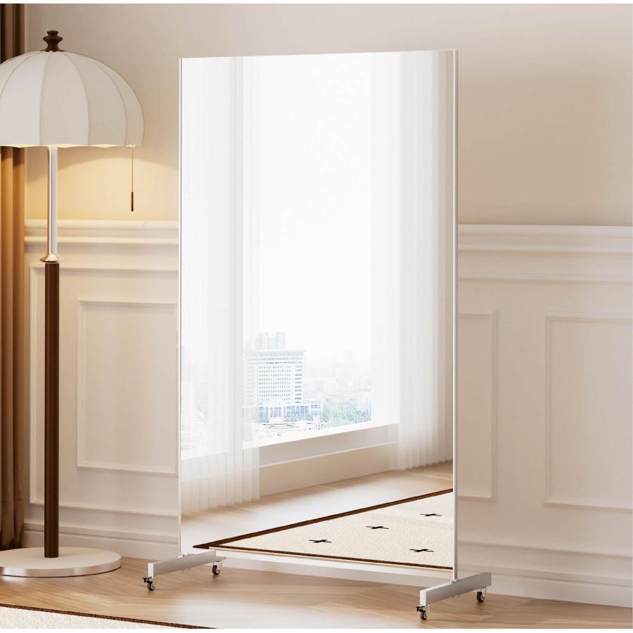 人気*フィルムミラー 割れない鏡2660 全身鏡 幅100×高さ160cmキャスター付白拍卖