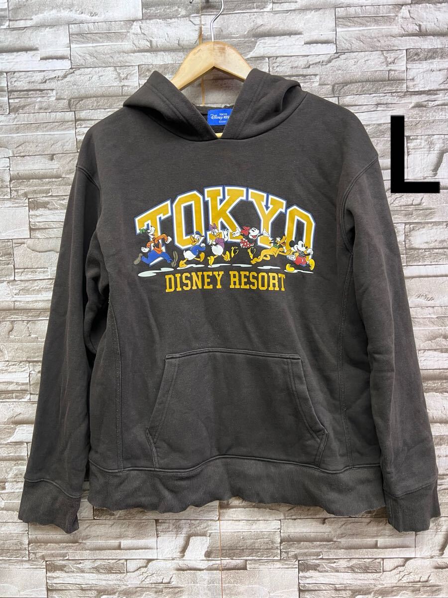 L Disney ディズニー チャコールグレー グレー フードパーカー パーカー 長袖 ミッキー拍卖