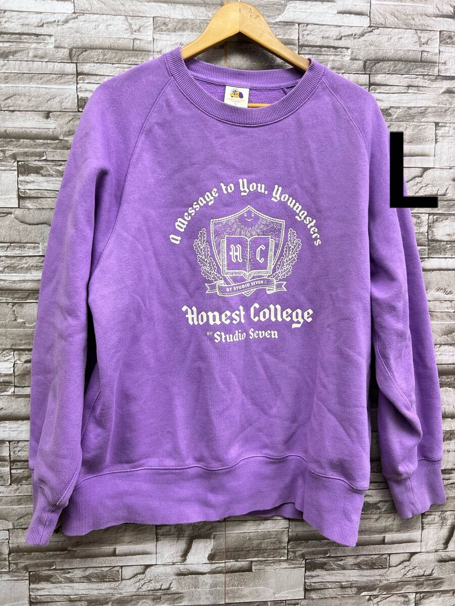 L STUDIO SEVEN スタジオセブン パープル トレーナー スウェット 長袖 トップス レディース拍卖