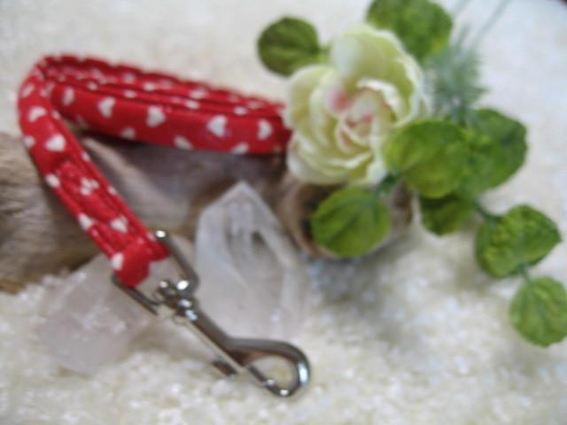 ★同梱お得★超小型犬リード-№34・ラメハート・レッド♪拍卖