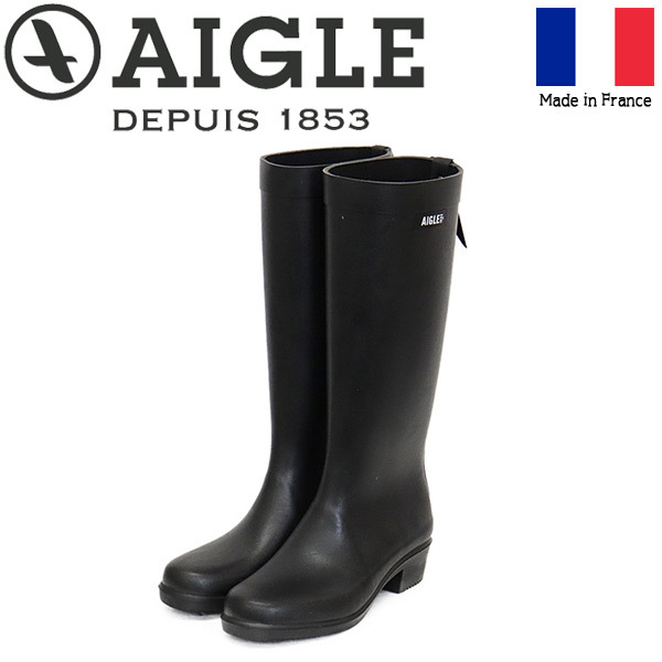 AIGLE (エーグル) ZZFNB66 MYRICA レディース ロングラバーブーツ 001 NOIR AGL051 38-約24.0cm拍卖