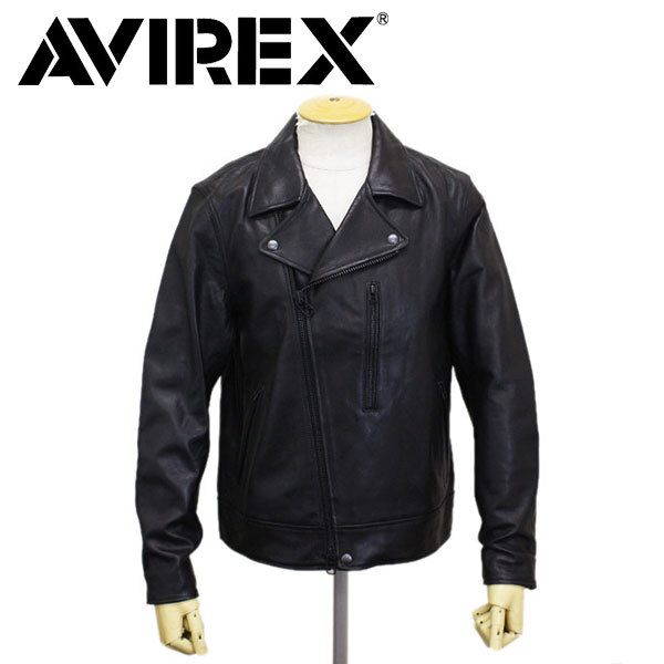 AVIREX (アヴィレックス) 6101046 DOUBLE BREST RIDERS ダブルブレスト ライダース レザージャケット 09BLACK L拍卖