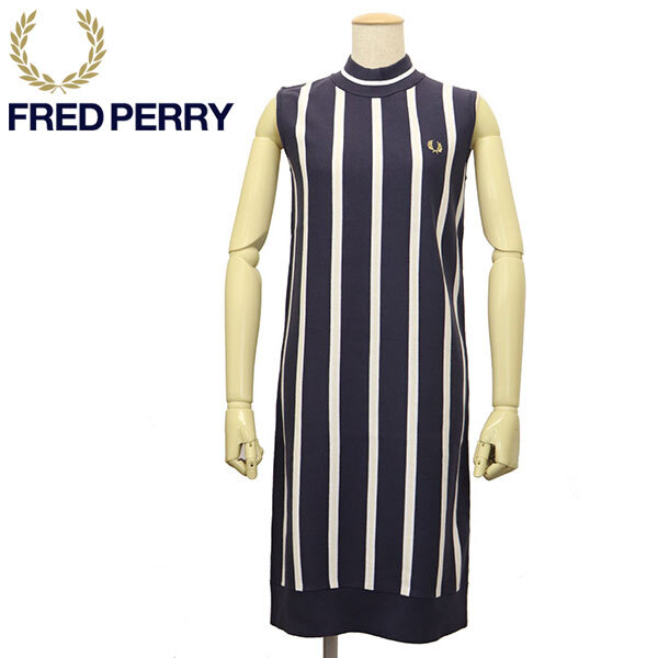 FRED PERRY (フレッドペリー) D3161 STRIPED KNITTED DRESS ニットドレス N13 DARK GRAPHITE FP492 10拍卖