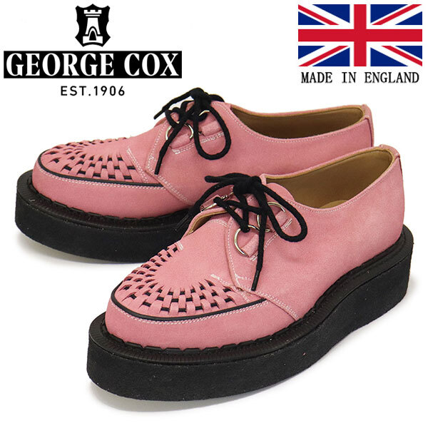 GEORGE COX (ジョージコックス) SKIPTON 3588 VI ラバーソール レザーシューズ 513(153) PINK SUEDE UK8-約27.0cm拍卖
