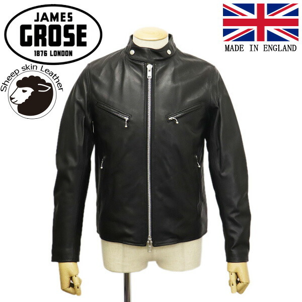 JAMES GROSE (ジェームスグロース) MEN'S CLUBMAN JACKET NEW SHEEP メンズ クラブマンジャケット ニューシープスキン BLACK JG038 36拍卖