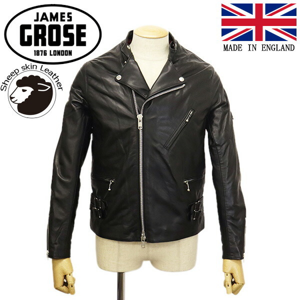 JAMES GROSE (ジェームスグロース) MEN'S KANSAN JACKET NEW SHEEP メンズ カンサンジャケット ニューシープスキン BLACK JG039 42拍卖