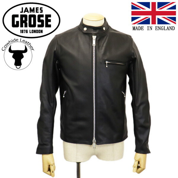 JAMES GROSE (ジェームスグロース) MEN'S NEW TROPHY JACKET COW メンズ ニュートロフィージャケット カウハイド BLACK JG030 42拍卖
