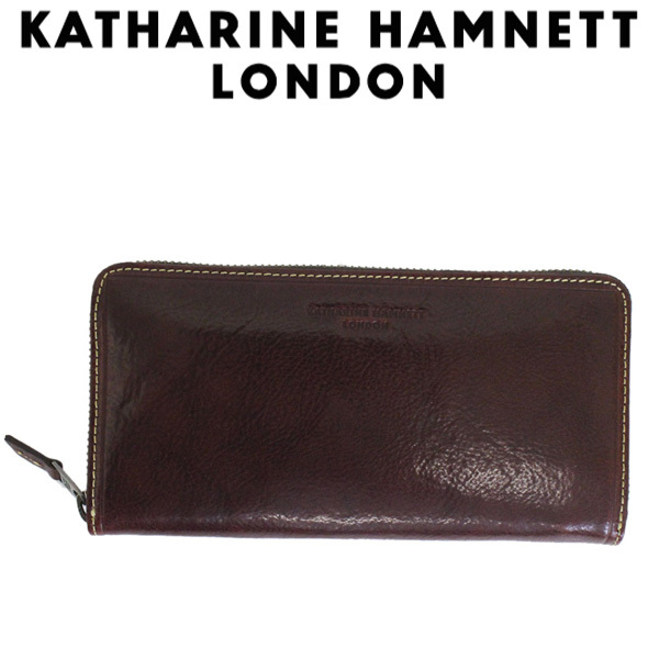 KATHARINE HAMNETT LONDON (キャサリンハムネット ロンドン) 490-58204 LINEMAN2 ラウンドファスナー ロングウォレット 全3色 24チョコ拍卖