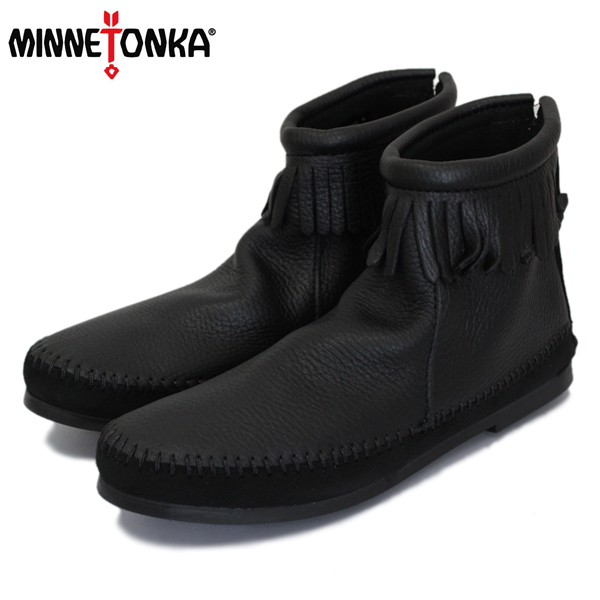 MINNETONKA(ミネトンカ) 1975 Deerskin Back Zip Boot(ディアスキンバックジップブーツ) #289X BLACK レディース MT415 5-約22cm拍卖