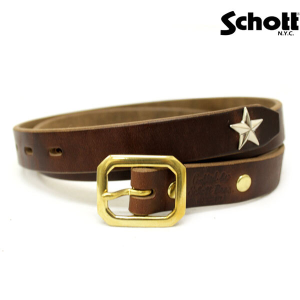 Schott (ショット) 5971002 PERFECTO BELT NARROW パーフェクト ナローベルト BROWN 34インチ拍卖