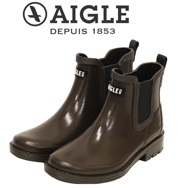 AIGLE (エーグル) ZZFNA61 CARVILLE(カーヴィル) 2 レディース チェルシー サイドゴア ラバーブーツ 008 CACAO A AGL042 37-約23.5cm拍卖