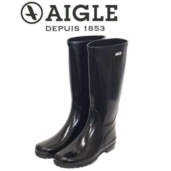 AIGLE (エーグル) ZZFS056 ELIOSA エリオサ レディース ロング ラバーブーツ 008 NOIR A AGL045 37-約23.5cm拍卖