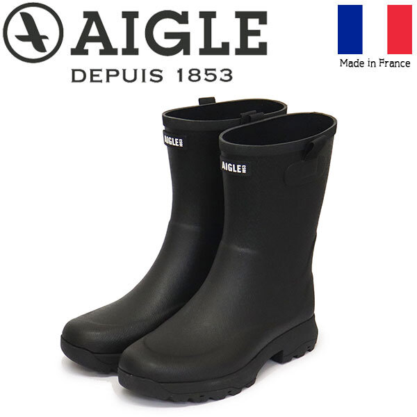 AIGLE (エーグル) ZZFS061 ALYA ラバーブーツ レディース 006 BLACK AGL032 37-約23.5cm拍卖