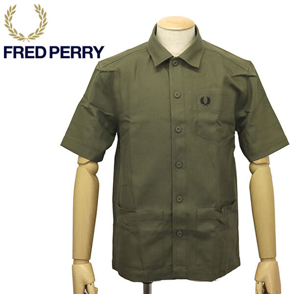 FRED PERRY (フレッドペリー) M3641 Pocket Detail Shirt ポケット ディティール ショートスリーブシャツ B57 MILITARY GREEN FP490 S拍卖