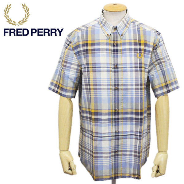 FRED PERRY (フレッドペリー) M8581 TARTAN SHIRT タータンチェックシャツ FP396 H68GOLDEN XS拍卖