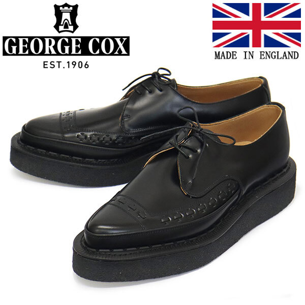 GEORGE COX (ジョージコックス) DIANO 3705 V ラバーソール レザーシューズ 040 BLACK UK8-約27.0cm拍卖