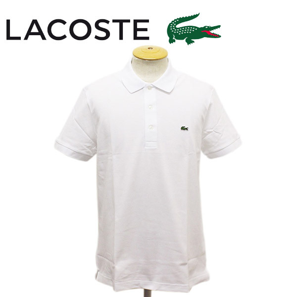 LACOSTE (ラコステ) PH7937L スリムフィット ソリッドポロシャツ 半袖 日本製 LC191 001ホワイト 5-L拍卖