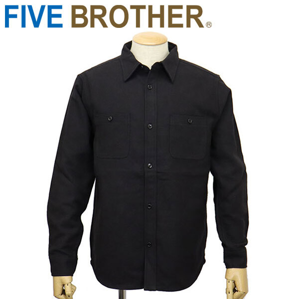 FIVE BROTHER (ファイブブラザー) 152162 ヘビーフランネル プレーン ワークシャツ BLACK S拍卖