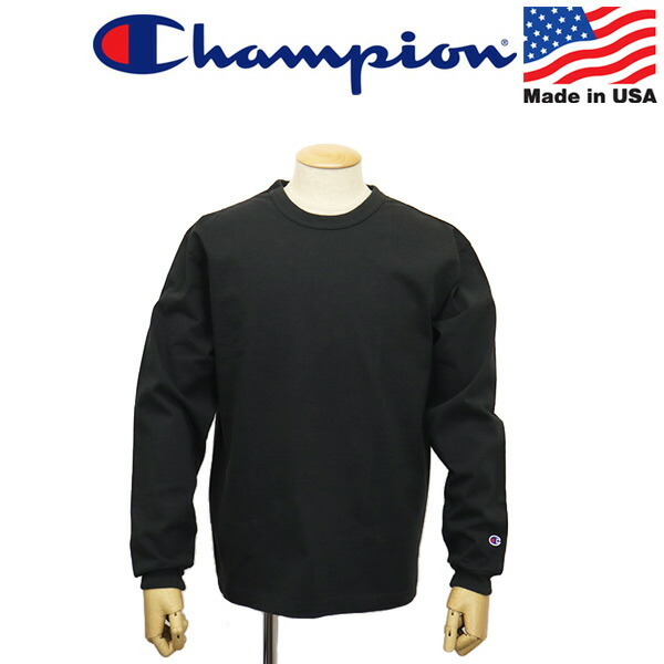 Champion (チャンピオン) C5-U409 T1011 ティーテンイレブン ロングスリーブ Tシャツ アメリカ製 CN060 090ブラック L拍卖
