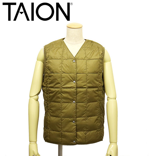 TAION (タイオン) W001 WOMENS V NECK BUTTON DOWN VEST ボタンダウンベスト レディース TA005 BEIGE L拍卖