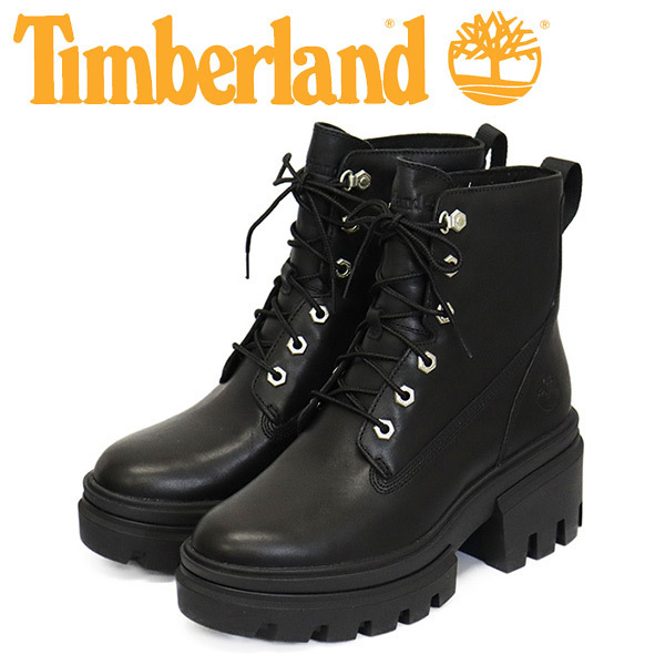 Timberland (ティンバーランド) A41S7 EVERLEIGH LACEUP エヴァーリー 6インチレースアップブーツ レディース Black TB439 US7-約24.0cm拍卖