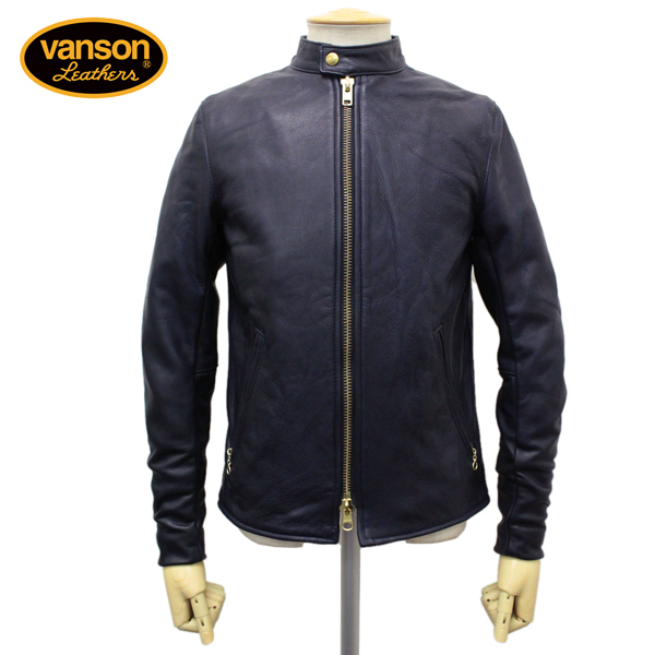 VANSON(バンソン) B CUSTOM2 UNISEX(Bカスタム2) シングルライダースジャケット 別注タイトフィット NAVY ネイビー-34拍卖