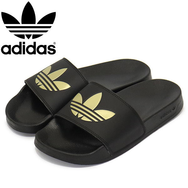 adidas (アディダス) GZ6196 ADILETTE LITE W ウィメンズ アディレッタ ライト コアブラックxフットウェアホワイトxマットゴールド AD207 2拍卖
