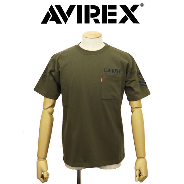 AVIREX (アヴィレックス) 2129012 S/S NAVAL POCKET TEE ショートスリーブ ポケットTシャツ 310(75)OLIVE M拍卖