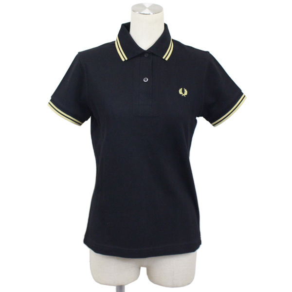 FRED PERRY (フレッドペリー) G12 レディース ラインポロシャツ イングランド製 全4色 FP266 Black/Champagne-8拍卖