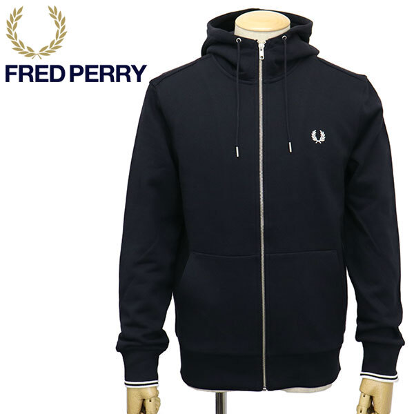FRED PERRY (フレッドペリー) J7536 HOODED ZIP THROUGH SWEATSHIRT フードジップアップ スウェットシャツ FP466 795NAVY S拍卖