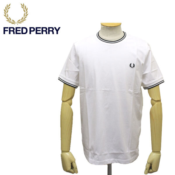 FRED PERRY (フレッドペリー) M1588 TWIN TIPPED T-SHIRT ティップライン クルーネックTシャツ FP439 100 WHITE L拍卖