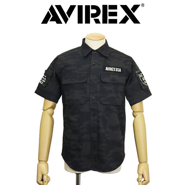AVIREX (アヴィレックス) 3923001 BASIC FATIGUE S/S ベーシック ファティーグ ショートスリーブ シャツ 12BLACKCAMO M拍卖