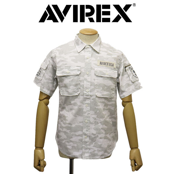 AVIREX (アヴィレックス) 3923001 BASIC FATIGUE S/S ベーシック ファティーグ ショートスリーブ シャツ 444WHITECAMO M拍卖
