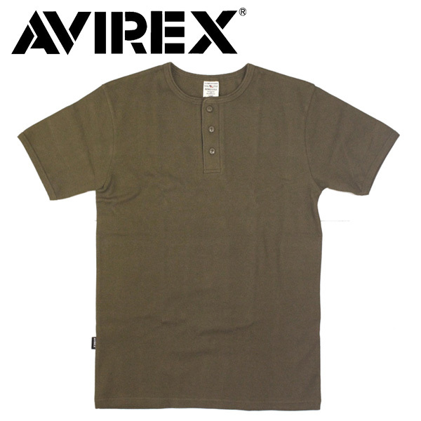 AVIREX (アヴィレックス) DAILY S/S HENLY-NECK T-SHIRT デイリー ショートスリーブ ヘンリーネック ティーシャツ 半袖 全6色 75 OLIVE S拍卖