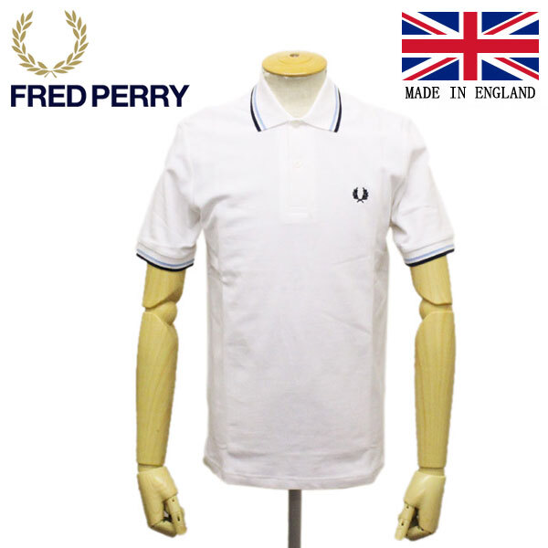 FRED PERRY (フレッドペリー) M12N TWIN TIPPED FP SHIRT ライン入りポロシャツ イングランド製 FP390 300WHITE / ICE / NAVY 44拍卖
