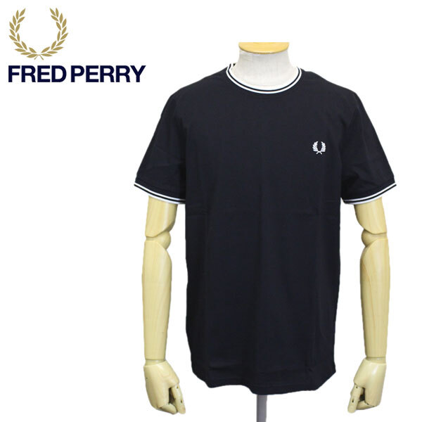 FRED PERRY (フレッドペリー) M1588 TWIN TIPPED T-SHIRT ティップライン クルーネックTシャツ FP439 102 BLACK M拍卖