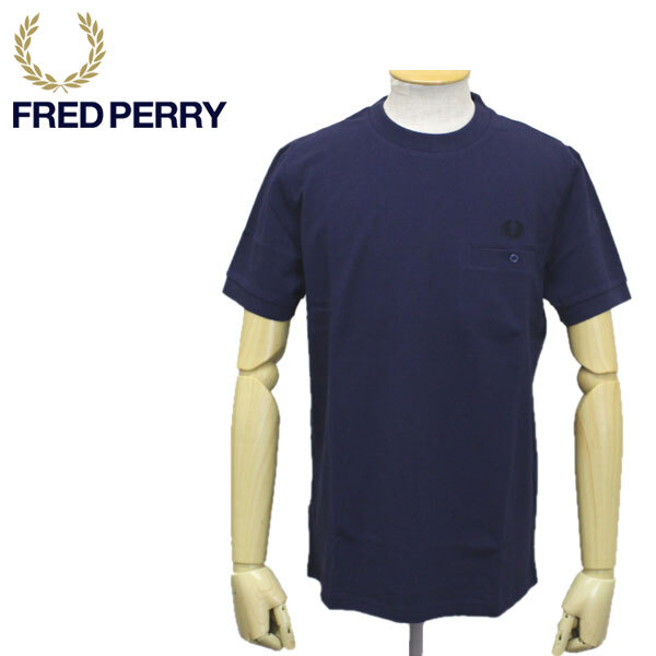 FRED PERRY (フレッドペリー) M8531 POCKET DETAIL PIQUE T-SHIRT ポケットTシャツ FP440 266 CARBON BLUE S拍卖