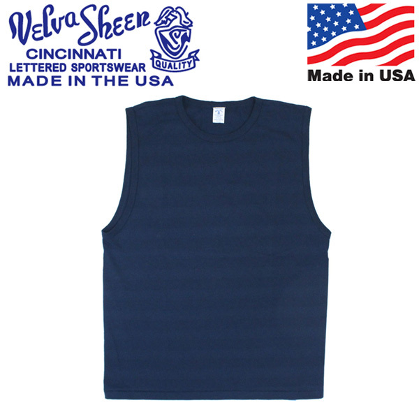 Velva Sheen (ベルバシーン) 162101H No Sleeve Tee 反応染 ノースリーブ Tシャツ アメリカ製 VLVS012 NAVY S拍卖