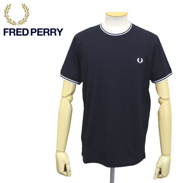 FRED PERRY (フレッドペリー) M1588 TWIN TIPPED T-SHIRT ティップライン クルーネックTシャツ FP439 795 NAVY S拍卖