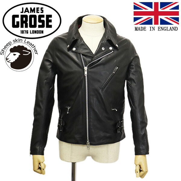 JAMES GROSE (ジェームスグロース) MEN'S GEORGIAN JACKET NEW SHEEP メンズ ジョージアンジャケット ニューシープスキン BLACK JG035 40拍卖