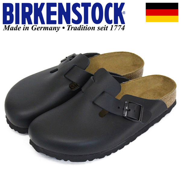 BIRKENSTOCK (ビルケンシュトック) 060193 BOSTON ボストン レザーサンダル ナロー幅 BLACK BI150 38-約24.5cm拍卖